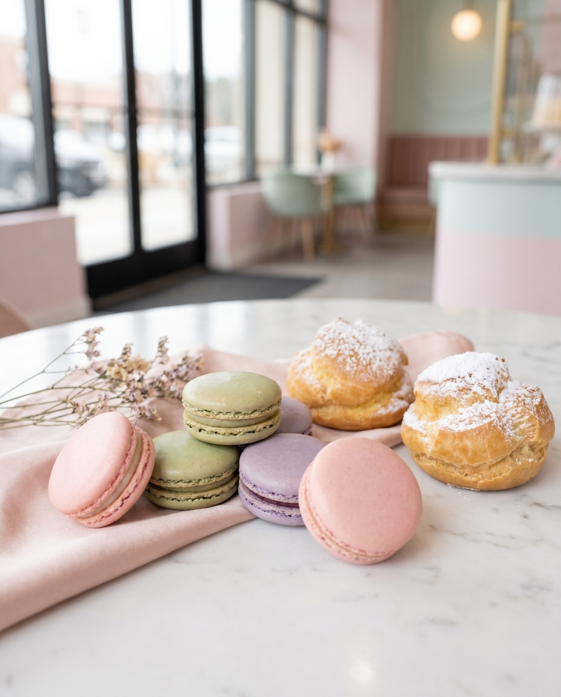 Macarons and Cream Puffs, freshly made